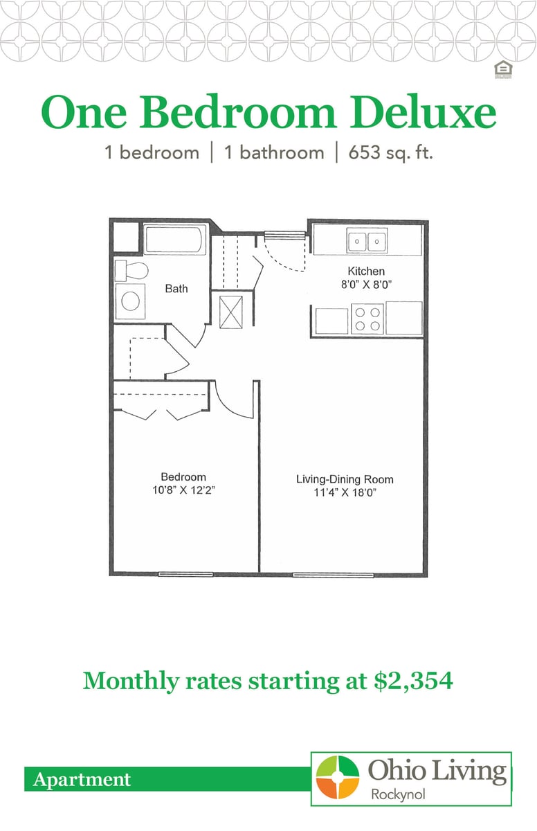 OLRN Independent Living Floor Plans with Price 1BR Deluxe