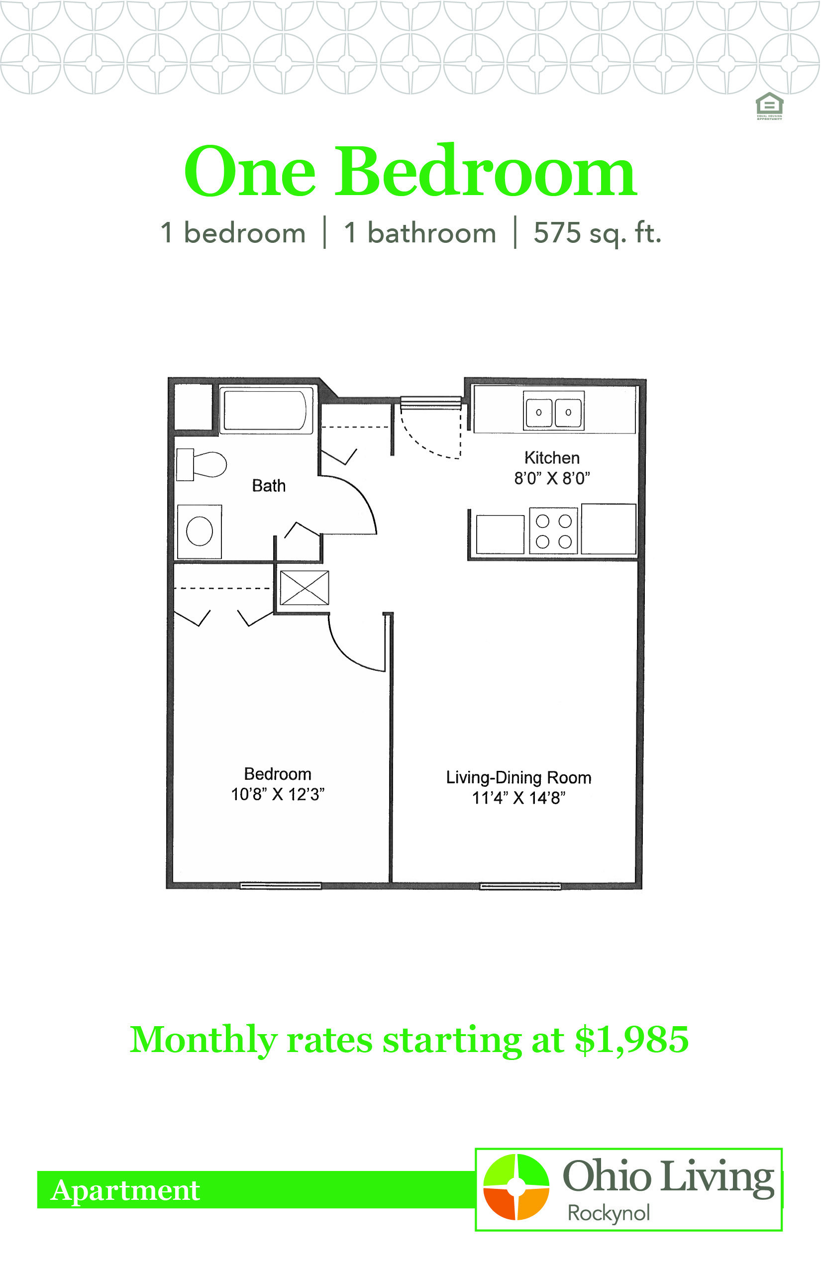 OLRN Independent Living Floor Plans with Price 1BR