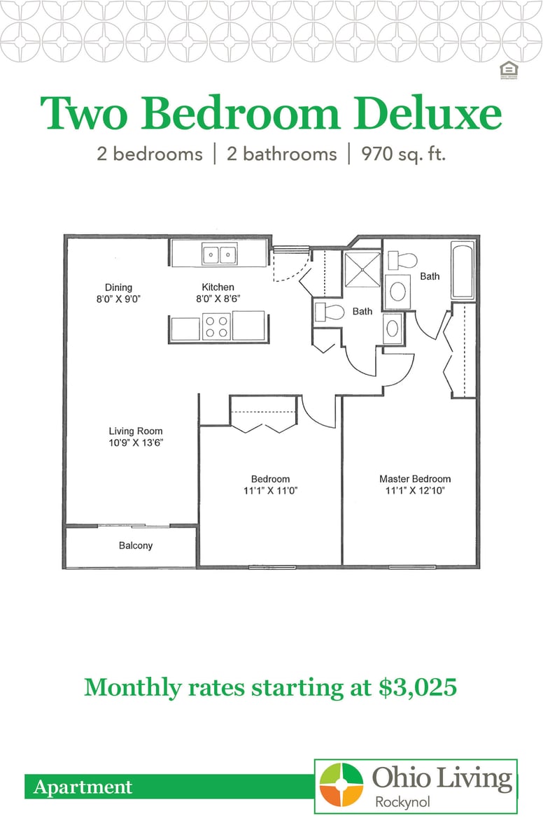 OLRN Independent Living Floor Plans with Price 2BR Deluxe